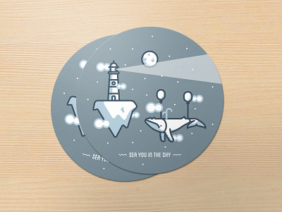 Sea you in the Sky - The sticker icon illustration lighthouse sea sky sticker whale