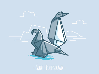 South Pole squad antarctic graphic design iceberg illustration ocean origami penguin south pole walrus