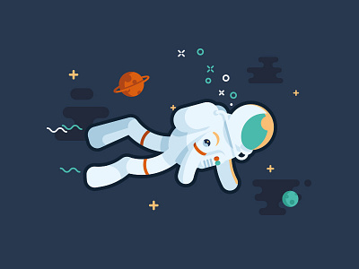 Space Diving astronaut diver diving illustration planet sea space