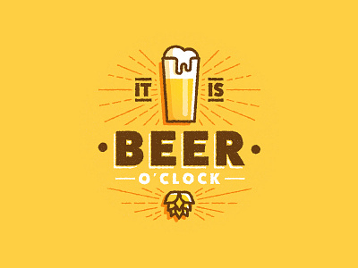Beer O'Clock badge beer button drink hop illustration oclock