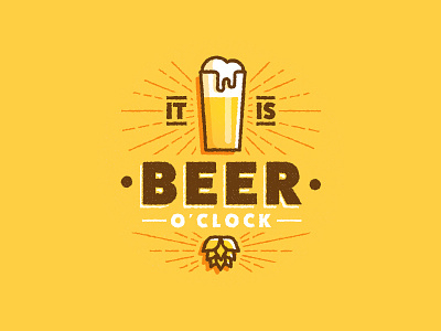 Beer O'Clock badge beer button drink hop illustration oclock