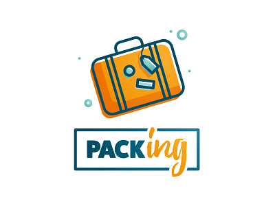 Packing holidays icon packing suitcase summer travel typography