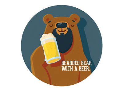 Bearded bear with a beer.