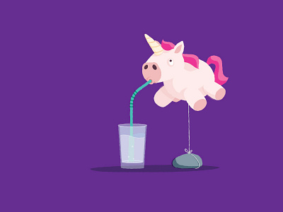 Drink water air balloon balloon glass graphic design horse illustration illustrator unicorn water