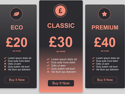 Pricing table CSS / HTML Animation