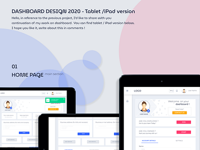 Dashboard Design 2020 - tablet / iPad version