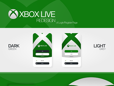XBOX LIVE REDESIGN of login/register page (UX/UI 2020) adobe xd design design2020 login mockup register ui ux xbox xbox live