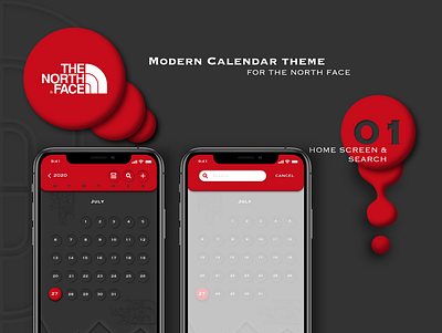THE NORTH FACE Calendar Theme - Trends 2020 app calendar app daily ui design design trends invision invisionstudio mockup sketch the north face theme trends 2020 ui ux