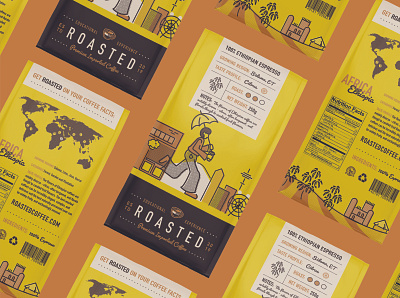 Roasted Coffee Packaging branding design illustration package design packaging typography