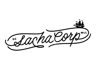 Sacha Corporation Identity Exploration branding custom identity lettering logo old ship vector vintage