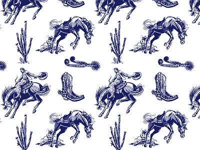 Bucking Bronco Pattern bronco broncos bucking classic cowboy custom illustration old old school raw retro seamless pattern vector vintage western wild west