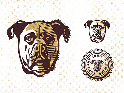 WIP beer brewery brown crown dog earring hound logo portrait serious vector vintage