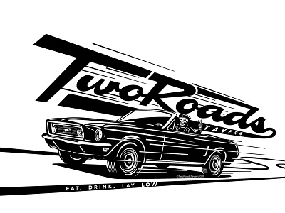 Two Roads Tavern Tshirt Graphic american automobile branding classic custom custom lettering dface ford graphic design illustration lettering logo mustang retro rider road tavern typography vector vintage