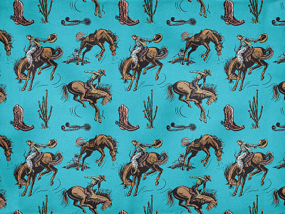 BuckarooBaby Bronco Pattern action bronco cactus classic clothing cowboy custom fabric pattern graphic design illustration linedrawing motion pattern retro rodeo seamless pattern spurs vintage western