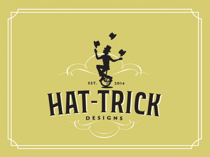 Hat-Trick Design Identity brooklyn hattrick logo newyork performer retro unicycle vintage
