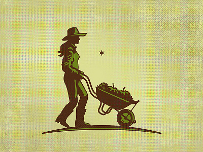 Organic Farm Identity farm green logo organic produce vintage wheelbarow woman