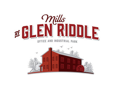 Mills at Glen Riddle classic industrial logo mill old rent space vintage