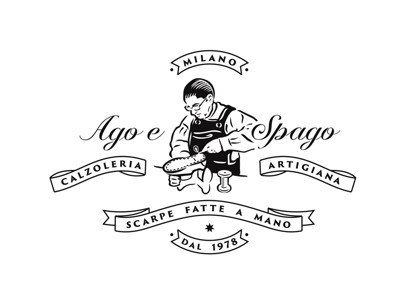 Ago e Spago artisan branding classic cobbler craftsmanship custom handmade identity illustration logo milano needle retro showmaker thread typography vector vintage