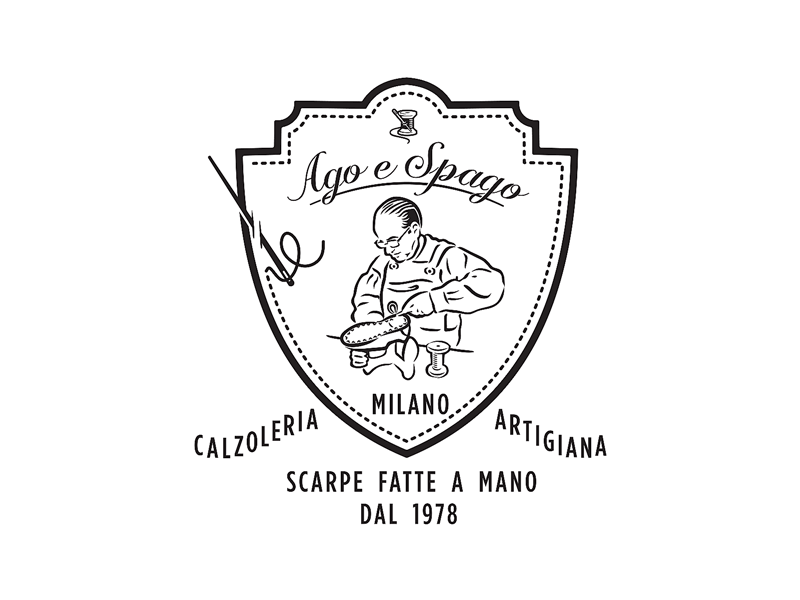 Ago E Spago artisan cobbler craftsmanship handmade logo milano needle showmaker thread vintage