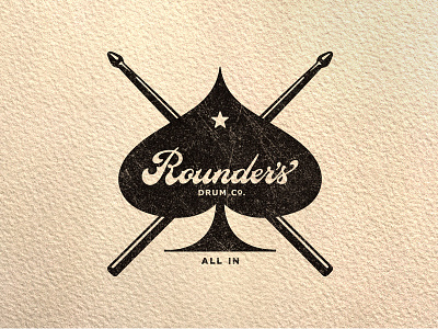 Rounders Drum Co ace drum logo rounders sticks vintage