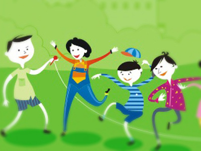Community Skipping Rope children fun illustration kids ropes skipping vector