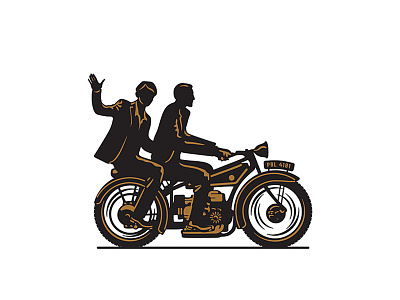 The Duke Brothers brothers coffee illustration logo motorcycle riders vintage
