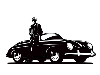 WIP 356 car classic club illustration logo porsche speedster vintage