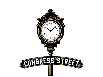 Congress Street city clock icon logo sign street vintage york