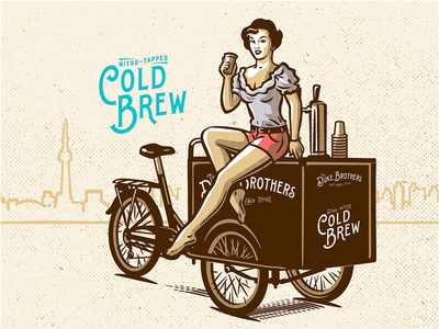 The Duke Brothers ColdBrew Postcard classic coffee coldbrew girl illustration old pinup postcard vintage