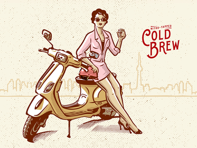 The Duke Brothers ColdBrew Postcard classic coffee coldbrew girl illustration old pinup postcard vintage