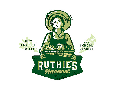 Ruthie's Harvest basket classic farmer harvest hat lady old organic recepie retro vegetables vintage