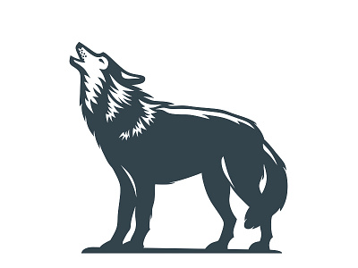 Wolf classic howl illustration style wild wolf