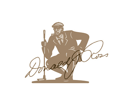 Donald J Ross classic club golf golfer green illustration pipe smoking vintage
