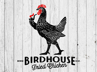 BirdHouse birdhouse black branding chicken classic custom design identity illustration logo old old school pipe retro smoking typography vector vintage
