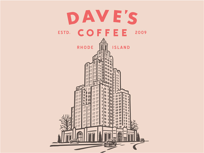Dave's Coffee branding building classic coffee custom illustration logo old old school retro rhode island superman vector vintage
