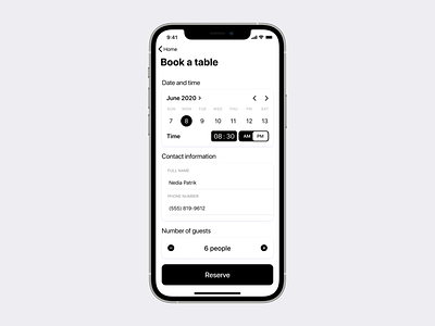 Dine iOS app—Restaurant Table Reservation app appointment appointment booking concept dailyui design dining food iphone restaurant schedule