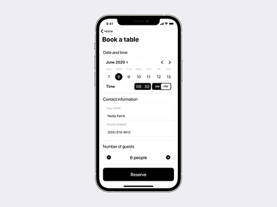 Dine iOS app—Restaurant Table Reservation