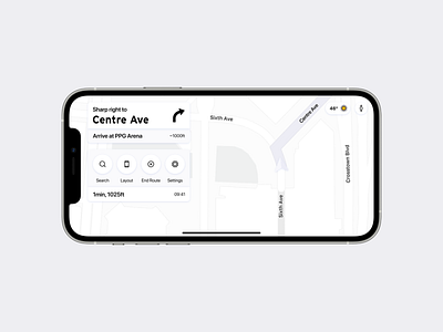 Map iOS app—Car Mode app apple auto automotive car carplay concept design google ios iphone landscape map maps navigation travel ui ux