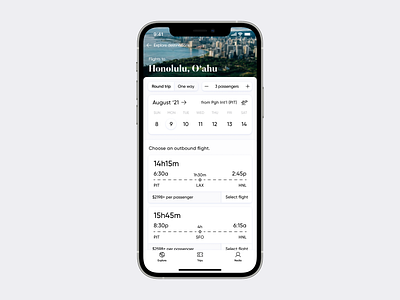 Wanderlust Airlines iOS app—Flight Selection airline airlines airplane airport app apple booking concept design flight flights ios iphone plane travel traveling ui ux wanderlust