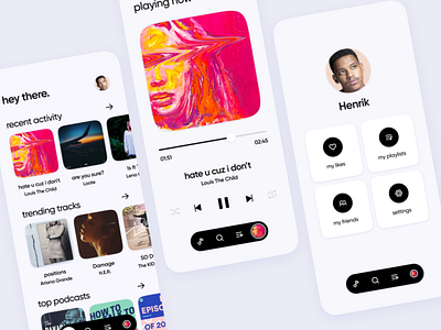 Music App UI airpods amazon app apple audio clean concept design earbuds headphones ios minimal mobile modern music pandora spotify streaming tidal ui