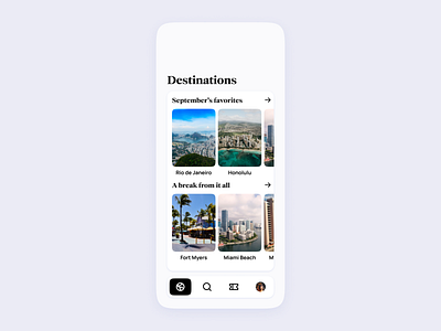 Airline App UI | Destinations airline airlines airport app boarding booking clean concept design expedia flight flights minimal modern pass ticket tickets travel traveling ui