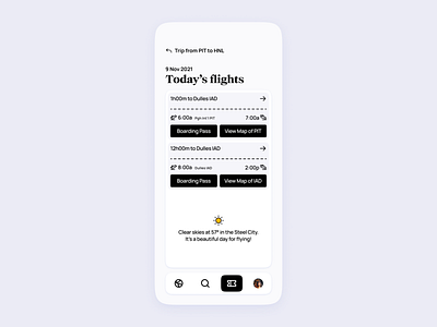 Airline App UI | Today's flights airline airlines airport app boarding booking clean concept design expedia flight flights minimal modern pass ticket tickets travel traveling ui