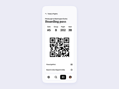 Airline App UI | Boarding pass airline airlines airport app boarding booking clean concept design expedia flight flights minimal modern pass ticket tickets travel traveling ui