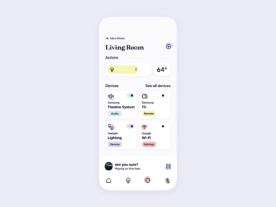 Smart Home App UI | Room appliance automation clean concept control design device home homekit house intelligent interface iot mimimal modern remote smart switch thermostat ui