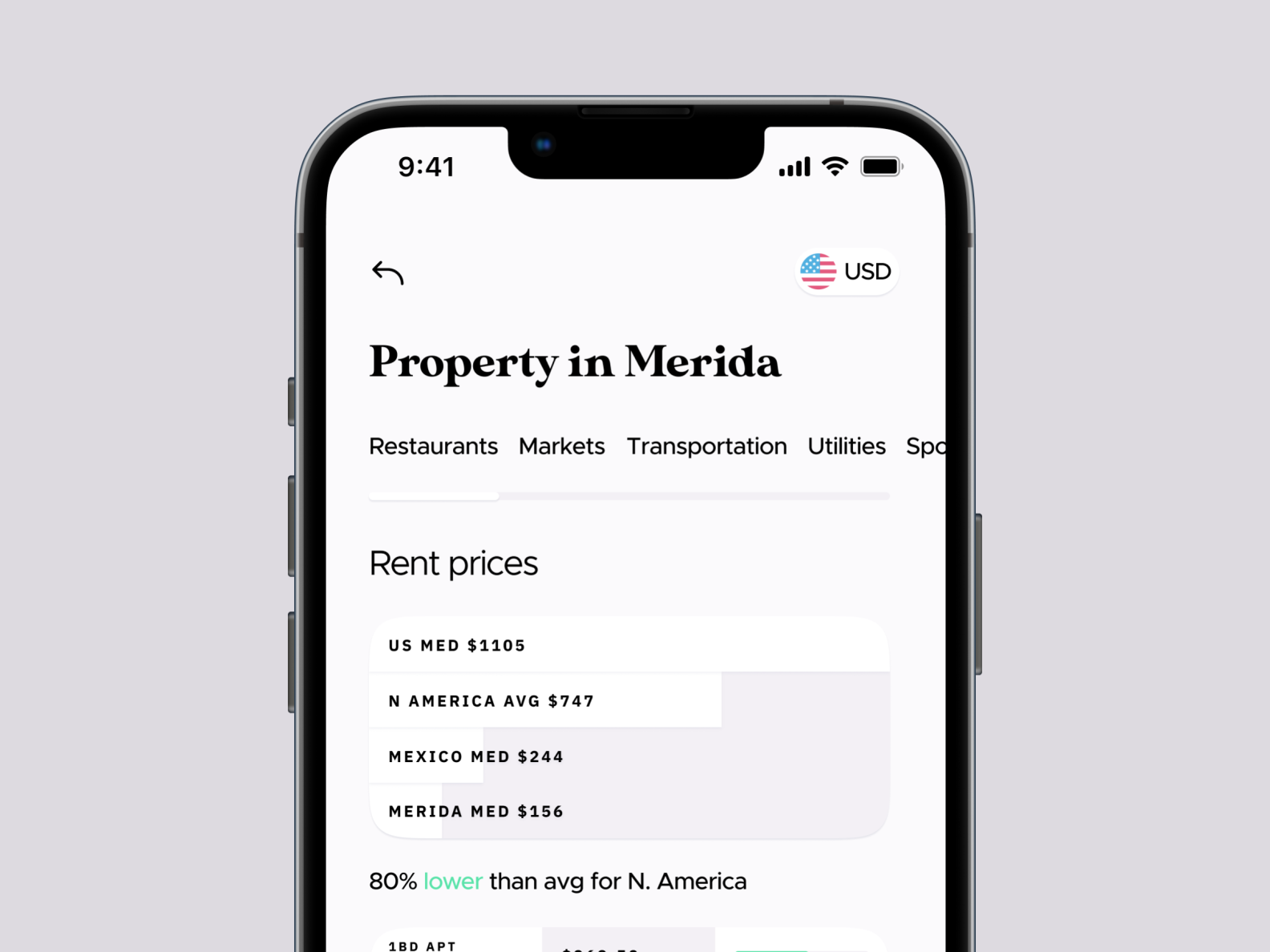 Numbeo Cost of Living iOS app Property prices display by Nedia Patrik