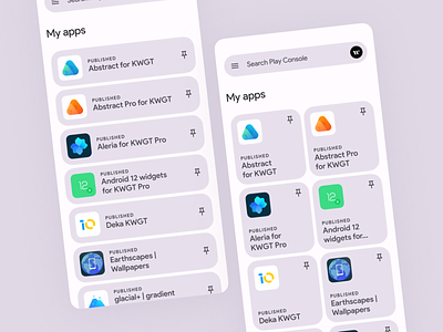 Google Play Console | My apps | Material You exploration 12 android app apps concept console control design dev developer google interface market material my play store theming ui you