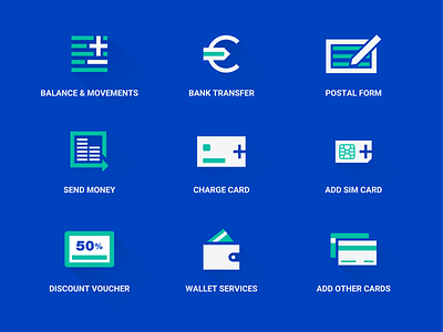 Blue Banking - Icon set app bank design flat icon icons illustration interface post ui vector