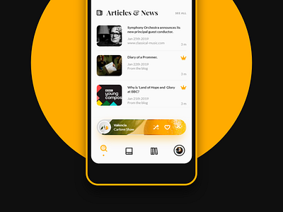 Playing - Classica - #Designflows2019 #3 android app black classical design design art designflows flat icon icons illustration interface ios 7 music music app player ui ux xd design yellow
