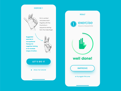 Hand Exercises App - #DailyUI app blue design flat green interface ios ui