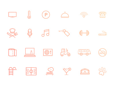 Accomodation - Icon Set accomodation app design hotel icon icons iconset illustration interface pack restaurant set studio ui vector